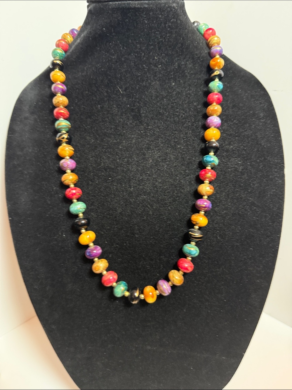 Vintage Multicolor Beaded Women's Necklace - Vibrant Gemstone Look